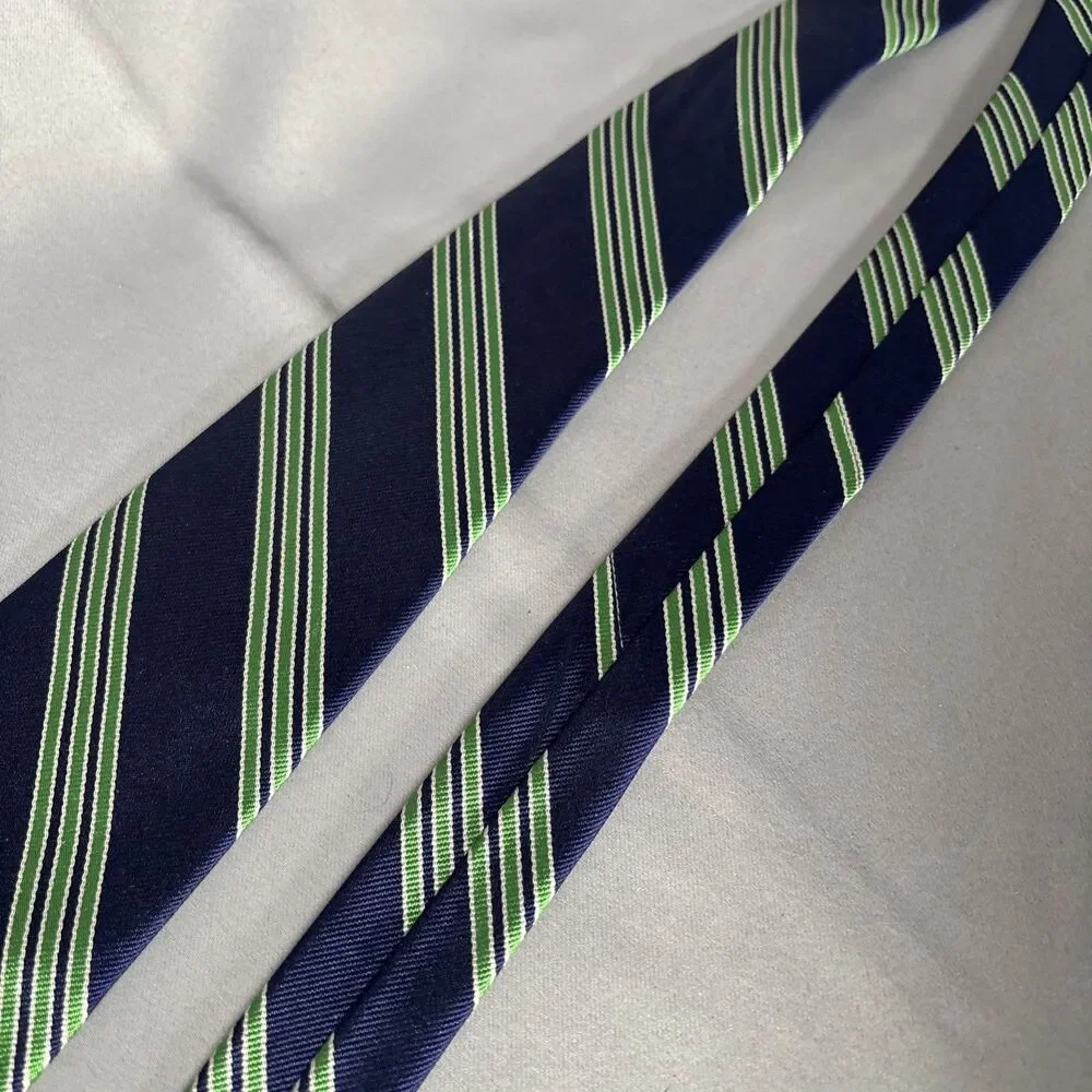 Brooks Brothers Makers Tie Silk Navy‎ Blue Green Stripes L:58